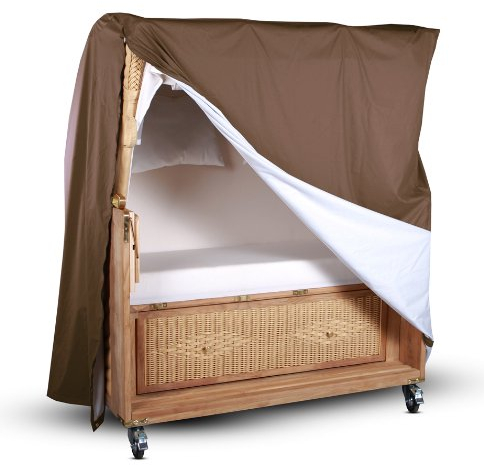 Protec Teak Strandkorb Schutzhülle - Ganzjahres-Abdeckhaube, atmungsaktiv, Strandkorb 2 Sitzer, braun