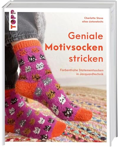 Geniale Motivsocken stricken: Farbenfrohe Statementsocken in Jacquardtechnik