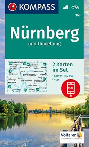 KOMPASS Wanderkarte Nürnberg und Umgebung: 2 Wanderkarten 1:50000 im Set inklusive Karte zur offline Verwendung in der KOMPASS-App. Fahrradfahren.