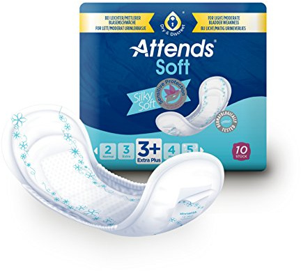 ATTENDS Soft 3+ Extra Plus, Hygiene-Einlagen, bei leichter Blasenschwäche, 12 x 10 St
