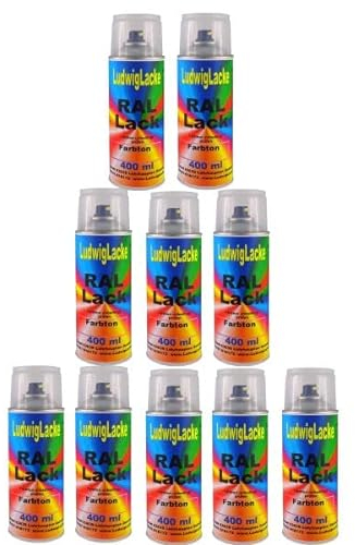 LudwigLacke 10 Spraydosen 400ml Autolack glänzend RAL 3000 Feuerrot