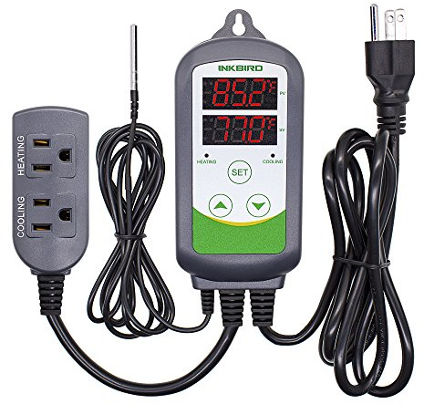 Inkbird ITC-308 Digital Temperature Controller Outlet Thermostat 2-Stage 1100W with Sensor Reptile Beer Brewing Kegs Fridge Cured Meat Breeding Growing