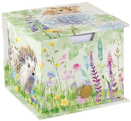 Wildlife Memo Cube with Drawer – 400 Sheets Plain Paper Desk Notepad Block – Decorative Animal Desk Organiser for Home or Office 10 × 10 cm