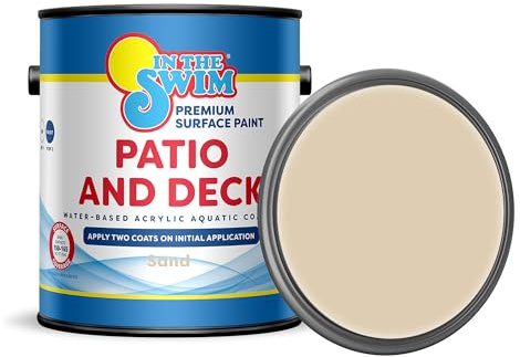 In The Swim Patio and Deck Paint - Sand Tone -Water Based Acrylic Coating - For Sprayed, Patterned, or Bare Concrete Surfaces -1 Gallon