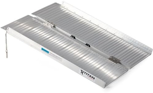 Titan Ramps Single-Fold Wheelchair Ramp, 3 Foot Folding Aluminum Scooter Ramp with Textured Surface and Carry Handle, 600 Pound Capacity