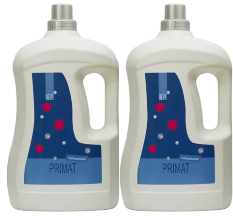 Hepp GmbH & Co KG – Primat Vollwaschmittel-Konzentrat flüssig 6000 ml (2 x 3000 ml Henkelflasche) 170 WL