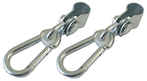 Gartenwelt Riegelsberger Schaukelhaken Ø 2,5 cm 2 Stück | Für Türreck und Rundstangen | Verzinkter Stahl mit Karabiner und Nylonlager