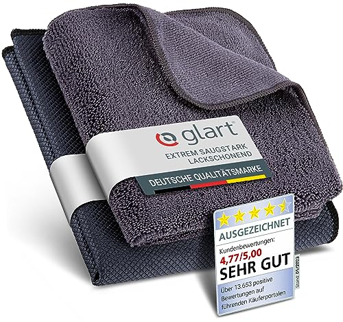 Glart Lot de 2 Chiffons en Microfibre 4432K 2 pour le nettoyage des Vitres, spécial Fishskin 60 x 40 cm et molleton sec 32x32 cm.
