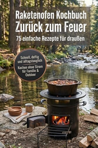 Raketenofen Kochbuch - Zurück zum Feuer: 75 einfache Rezepte für draußen – schnell, deftig und alltagstauglich | Kochen ohne Strom für Familie, Outdoor & Krisenvorsorge