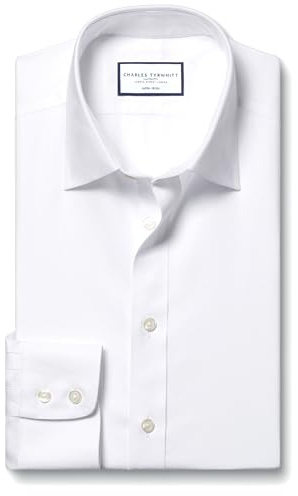 Charles Tyrwhitt Shirts for Men - Non Iron with 100% Cotton Twill - Formal Dress Shirt (Slim Fit - Classic Collar)