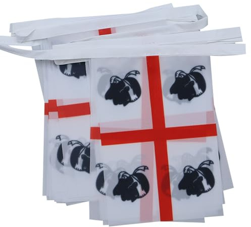 AZ FLAG Guirnalda 6 Metros 20 Banderas Cerdeña 21x15 cm - Bandera Sardegna - Italia 15 x 21 Cm - Banderines italianos | Uso interior y exterior Cadena de banderas de sardegna Sardegna banderas cosidas sobre cinta reforzada