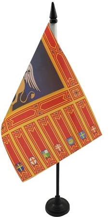 AZ FLAG Drapeau de Table Vénétie 21x14 cm Polyester 100D Socle Plastique | Usage intérieur Drapeau de bureau de la région deVeneto finition cousue et bords renforcés