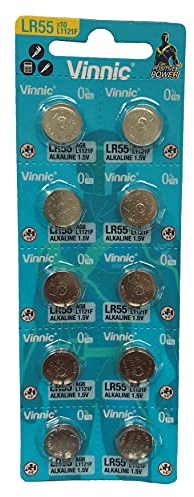 Vinnic Pilas alcalinas AG8 L1121 LR1120 191 V8GA (Paquete de 10) utilizadas en Relojes, calculadoras, Juguetes, láseres, Relojes, termómetros y Muchos Otros artículos electrónicos.