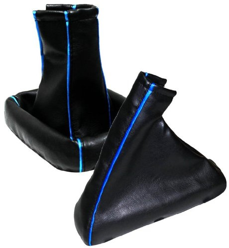 AERZETIX - Satz schaltsack + handbremssack - Kunstleder - Farbe Schwarze/blau - für Auto