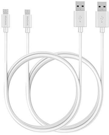 MaGeek Câble Micro USB 2m, [Lot de 2 pièces] Câble de charge rapide extra long de 2 mètres et câble de données pour Samsung Galaxy S7, S6, S4, Note 5/4, A7, A5, Google, Nokia (Blanc)