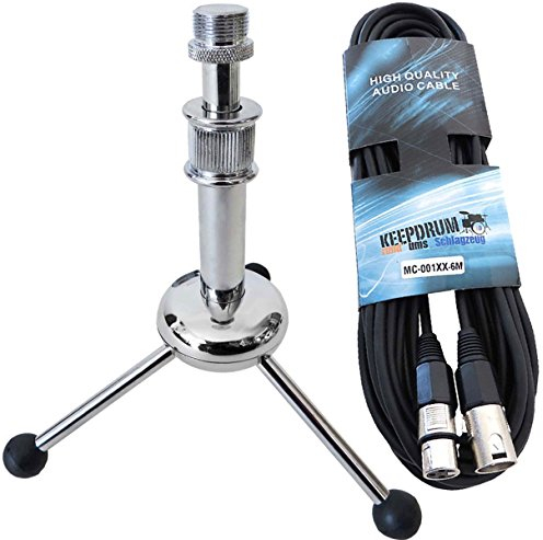 MS055 treppiede da tavolo KEEPDRUM Tripod tre gambe supporto per microfono + 6 M cavo microfono XLR