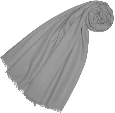 Lorenzo Cana Pashmina Damenschal Schaltuch 100% Kaschmir leicht kuschelweich Kaschmirschal Kaschmirtuch Kaschmirpashmina einfarbig grau