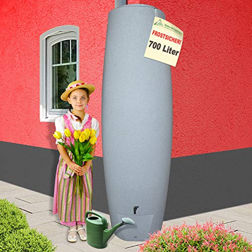 REGENTONNEN SÄULE Granit-grau 700l - das schlanke REGENFASS! REGENSPEICHER REGENBEHÄLTER. KOMPAKT und PRAKTISCH mit viel Volumen auf Kleinster Stellfläche! …