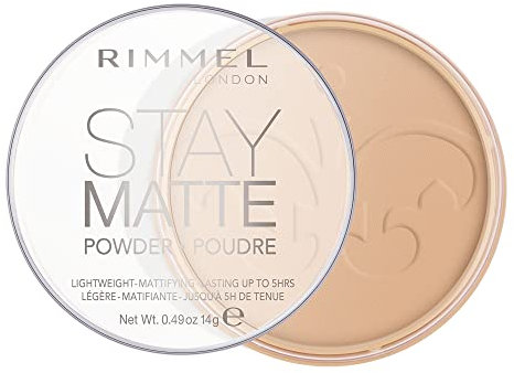 RIMMEL LONDON - Stay Matte Pressed Powder - Lightweight, Oil Absorbing, Smooth Non-Powdery Texture, Lasting Up To 5hrs - For All Skin Types - Dermatologically Tested - 004 Sandstorm - 14g