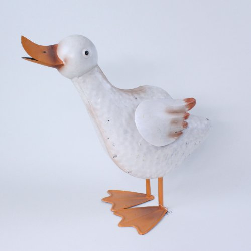 Ente Schnatter Dekoente Entenfigur Figur Tierfigur Metall weiß orange 30 cm