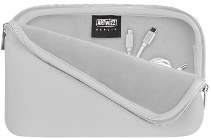 Artwizz Cable Sleeve – Zubehör-Tasche für Kabel, Adapter, Ladegeräte, E-Reader bis 6 Zoll – Organizer aus Neopren mit weichem Innenfutter – Silber