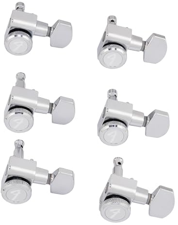 Fender Locking Tuners for Stratocaster®/Telecaster®, Staggered Electric Guitar Tuning Machines, 18:1 Gear Ratio, Polished Chrome