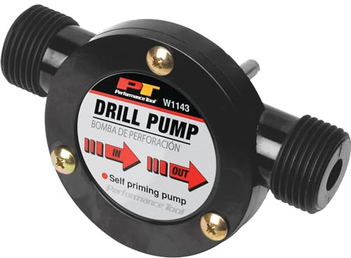 Performance Tool W1143 Self Priming 1/4 Shank Transfer Drill Pump (Compatible with Most Electric Drills)