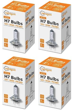 4 x H7 (477/499) 12v 55W PX26d Headlight Bulbs Halogen Bulb Standard Replacement for Fog Tail Daytime Running Light DRL 12V Car Exterior Light E-Mark, Set of 4