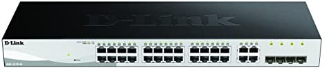 D-Link DGS-1210-24/B 24-Port Gigabit Smart Managed Switch mit 4 SFP-Ports – nur UK-Netzkabel
