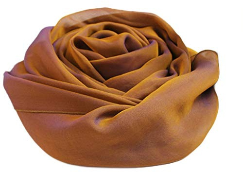 Prettystern Damen Herren festlich 200cm XL Seidenschal Chiffon Seidentaft 100% Seiden-Stola für Abendkleid Schultertuch 10. Golden