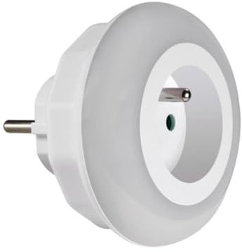 Perel Veilleuse LED avec prise et capteur crépusculaire, allumage automatique à la tombée de la nuit, choix entre trois couleurs différentes : vert, bleu, blanc, idéal pour salon, chambre à coucher,