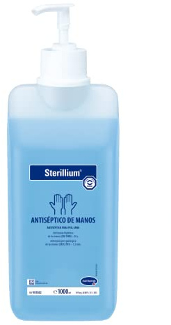 Sterillium, Hidroalcohólico, Desinfectante de Manos, Antiséptico, Amplio Espectro de Acción, Aporta Hidratación, Protección y Suavidad, Color Azul (500 ml)