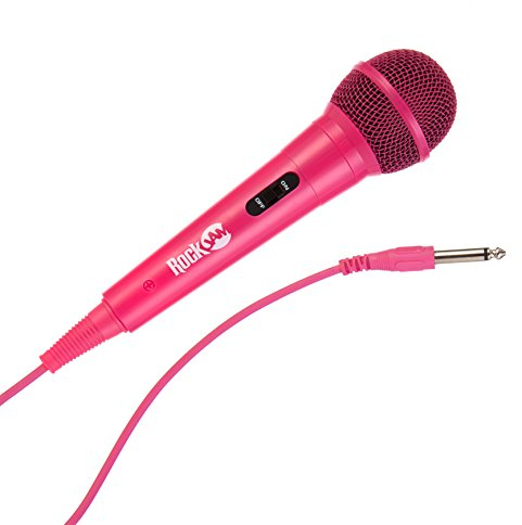 Micrófono de karaoke de Rockjam Karaoke con cable de micrófono dinámico unidireccional con cable de tres metros - rosa