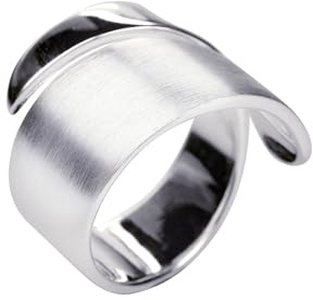 SILBERMOOS Damen Ring offen diagonal Bandring spitz matt glänzend Sterling Silber 925