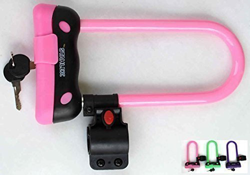 STAHLEX stabiles FAHRRADSCHLOSS BÜGELSCHLOSS schließautomatik+bunt+kompakt+sicher (Pink)