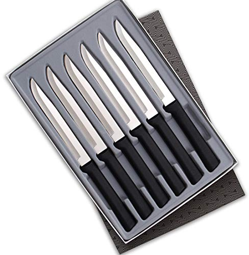 Rada Cutlery Six Utility/Steak Knives Gift Set (G206), 6-Piece Knife Set, Stainless Steel Blades, Black Handle