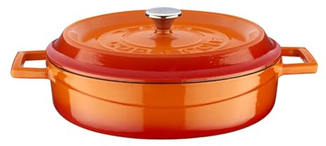Lava Signature - Horno multiusos de hierro fundido esmaltado, 2-1/2 cuarto, especias de naranja