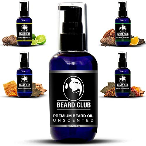 Beard Club – Unscented Beard Oil - 100ml Bottle - Beard Growth & Conditioner Oil - Softens & Moisturises