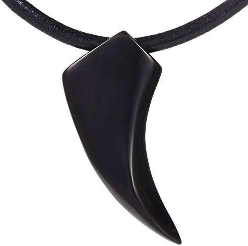 DonDon Herrhalsband och en svart tand hänge med olika halsband i en smyckespåse e läder, colore: silver, cod. 2-AH01-L1_us