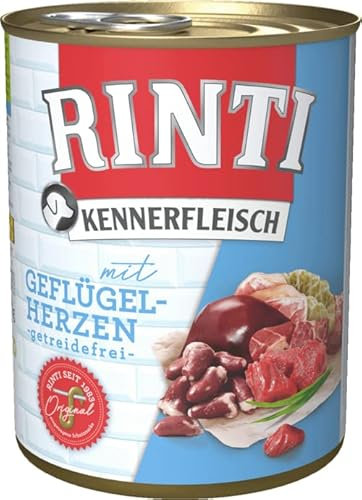 Rinti Hundenassfutter Kennerfleisch mit Geflügelherzen 6x800g