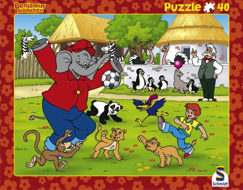 Schmidt Spiele - Benjamin Blümchen, Fußball, 40 Teile Rahmenpuzzle