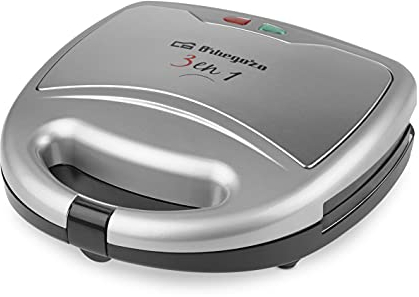 Orbegozo SW 7550 - Sandwichmaker, multifunktional, 3-in-1, austauschbare Platten, Anti-Haft, zwei Kontrollanzeigen, 800 W