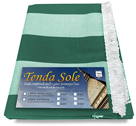 TENDA SOLE DA ESTERNO GIARDINO BALCONE RIGA PARI VERDE CONFEZIONATA - Cm. 140x350