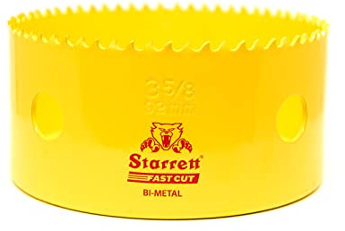 Starrett HSS Bi-Metal Hole Saw - FCH0358 Fast Cut Extra Cobalt Hole Saw - For Stainless Mild Sheet Wood Plastic Various Materials - 92mm