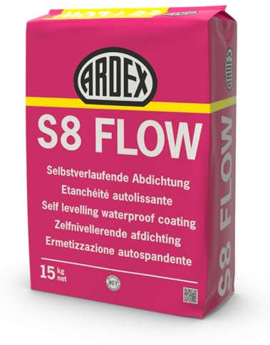 ARDEX S8 Flow, 15kg - selbstglättende Abdichtungsmasse unter Fliesen und Platten für Böden im Innenbereich, Außenbereich und in Schwimmbecken