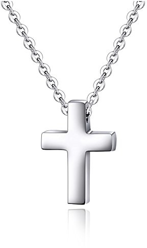 Xianli Wang Petit Collier Pendentif Croix Simple pour Enfants Femmes Acier Inoxydable