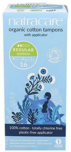 Natracare Tampon Regular 16 unidades Aplicador Sin aroma Sin plástico Sin blanqueamiento con cloro