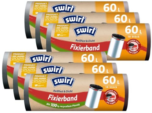 6x Swirl Fixierband M??llbeutel 60L (10 stk./Rolle)