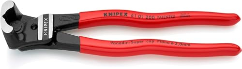 Knipex Tronchese con Taglienti Frontali per Bulloni a Grande Forza di Taglio Bonderizzata Nera, Rivestiti in Resina Sintetica 200 Mm (Confezione Self-Service/Blister) 61 01 200 Sb