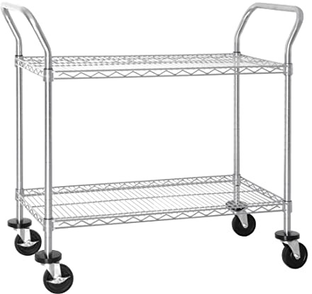 Vogue 2 tier Chrome Wire Trolley - 910x457x960mm 37 3/4x18x3 3/4